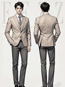 卡其色西服商務(wù)休閑正裝禮服定制款