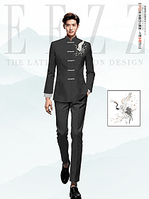 酒店中餐服務(wù)員制服刺繡唐裝中國風秋季棉麻款設(shè)計圖