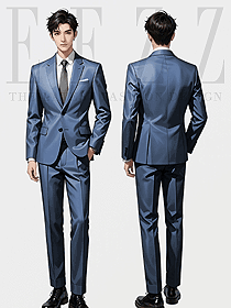 秋季商務辦公藍色西服外套手繪設計方案