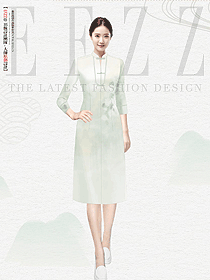 佛系禪意居士服茶服女禪意手繪稿設計圖