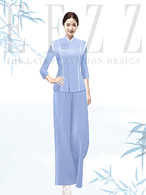 中國風養(yǎng)生館美容師春秋款長衣長褲定制設計圖