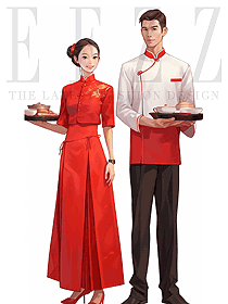 秋冬裝酒店中餐廳飯店火鍋店男女服務生服裝