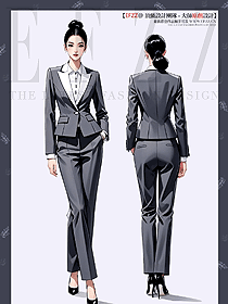 灰色高端物業客服工作服公務員西裝正裝