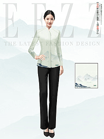 秋冬中式飯店高檔中餐廳服務(wù)員工作服設(shè)計(jì)圖