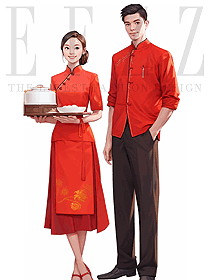 餐廳烤肉燒烤酒店工裝男女工服訂制手繪設計圖