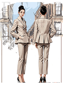 經(jīng)理酒店面試氣質(zhì)職場女性雙排扣西裝定制手繪服裝