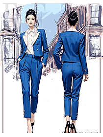 寶藍色高端女士西服正裝經理工作服設計圖