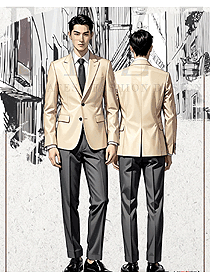 米黃色英倫西裝男職業裝商務正裝手繪圖