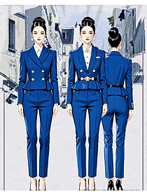 又a又颯御姐寶藍色西裝職業套裝手繪圖