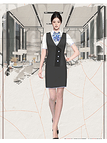 職場OL灰色西裝馬甲背心女款工作服設計圖