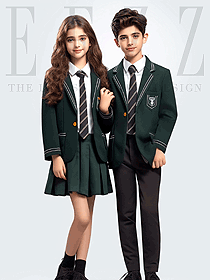 橄欖綠春秋冬季英倫學(xué)院風(fēng)幼兒園園服手繪圖片