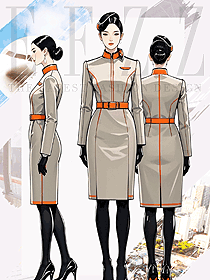 長袖收腰職場OL裙子高端氣質法式空姐連衣裙女裝設計