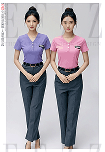 粉紫色女款辦公體恤文化衫款式圖