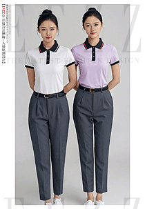 企業polo衫女款白色款翻領T恤款式圖