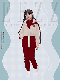 兒童沖鋒衣校服紅色女童小學(xué)生班服