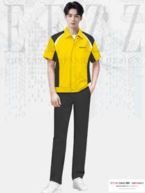 明黃色夏裝員工工程服裝原創作品