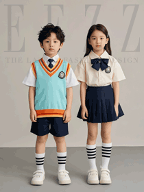 短袖襯衫領(lǐng)帶款男女小學(xué)生服拍攝圖