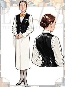 傳統歐式餐飲餐廳女服務員工作服效果圖