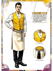 宴會服務生服裝調酒師工裝馬夾手繪作品