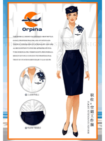 機場管理員工長袖白襯衫工作服定制款手繪圖