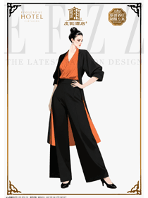黑底橙鑲:星級(jí)酒店賓客關(guān)系主任的高端服務(wù)形象戰(zhàn)袍