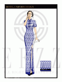 酒店中餐廳迎賓制服設計圖736
