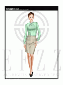 女時尚職業裝長袖襯衫設計圖200