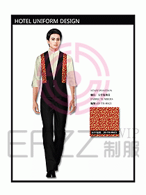 中餐服務員制服設計效果圖1098