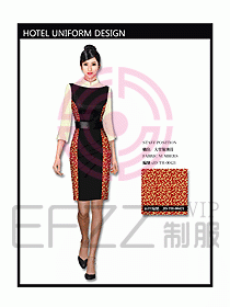 中餐服務員制服設計效果圖1099
